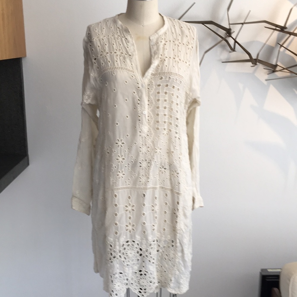 Johnny Was ivory eyelet dress